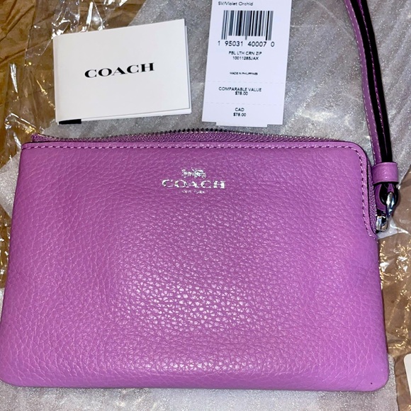 Coach Handbags - COACH Pebble Leather Violet Purple Orchid Wristlet Wallet NWT